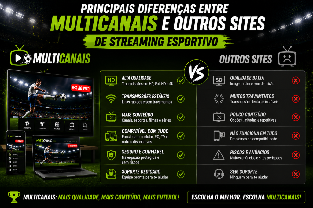 Principais Diferenças Entre o Multicanais e Outros Sites de Streaming Esportivo